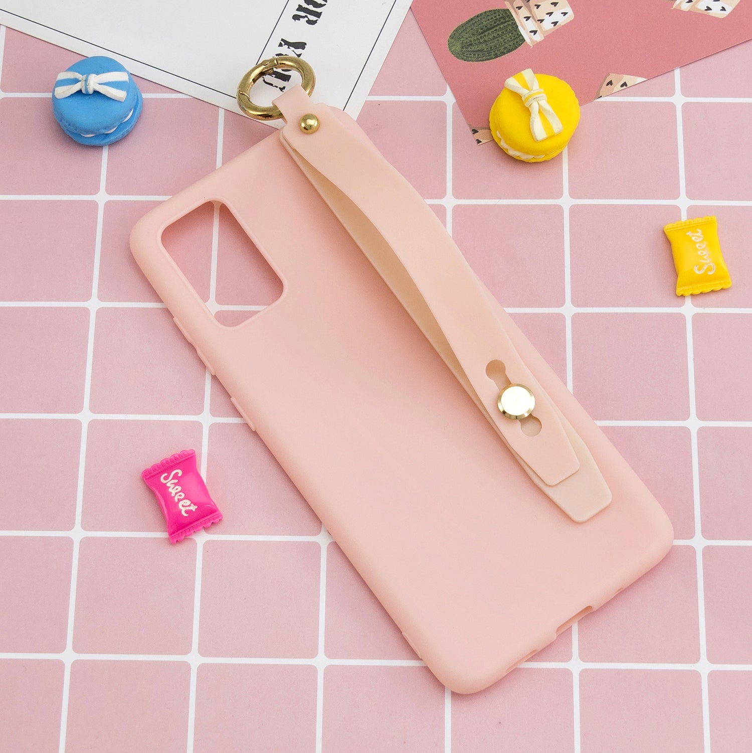 TPU Cell Phone Back Case with Wrist Strap Kickstand for Samsung Galaxy S20 Plus / S20 Plus 5G - Light Pink TPU Cell Phone Back Case with Wrist Strap Kickstand for Samsung Galaxy S20 Plus / S20 Plus 5G - Light Pink